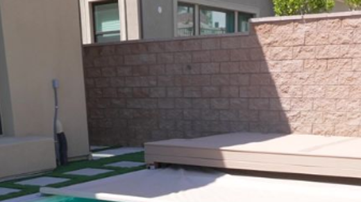 sleek, modern backyard pool area